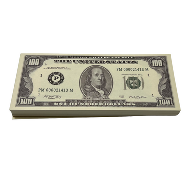 Money Prop - Series 1980s $100 Crisp New $10000 Full Print Stack