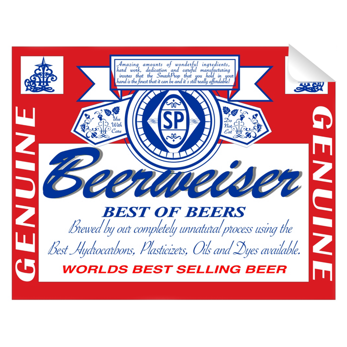 Beerweiser Bottle Single Self Adhesive Label - License and Royalty Free for Film Use