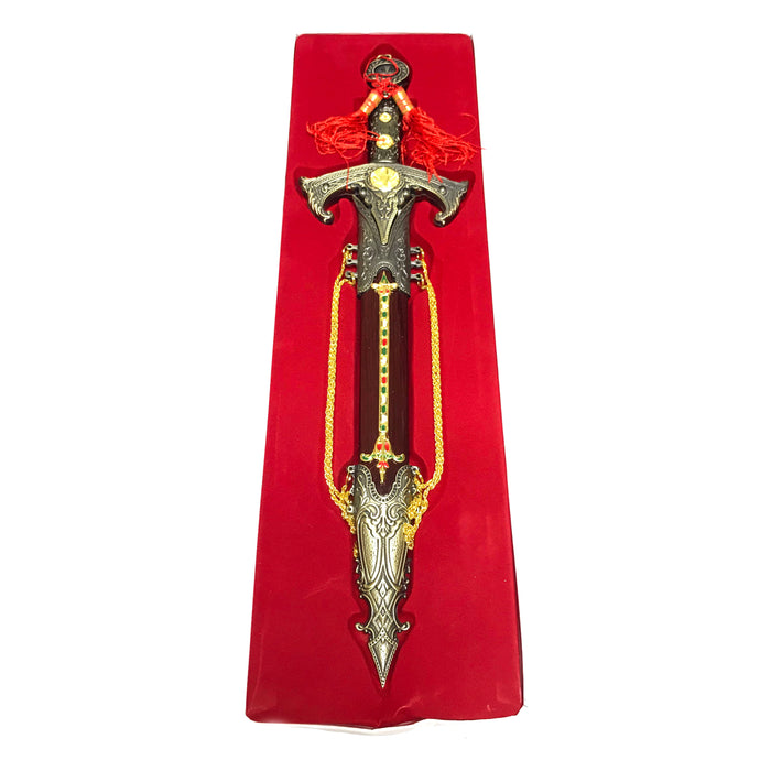 Metal Replica Knights Templar Ornate Dagger Prop with Sheath - Sharp Blade NOT A TOY