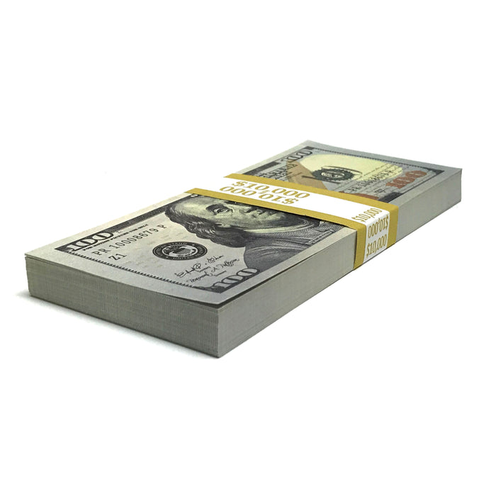 Money Prop - New Style $100 Crisp New $50000 Blank Filler 5-Stack Package