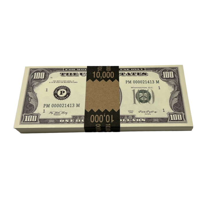 Money Prop - Series 1980s $100 Crisp New $10000 Full Print Stack