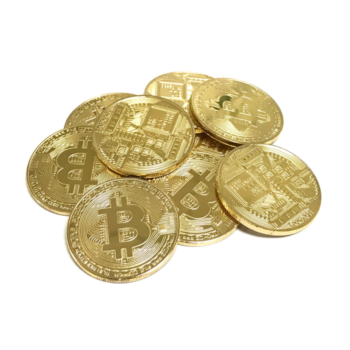 Gold Plated Bitcoin Cryptocurrency BTC Collectible Replica Display Prop