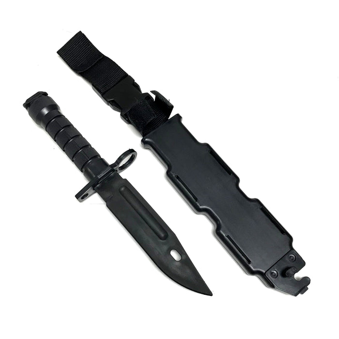 12 Inch Rubber Army M9 Tactical Bayonet Knife Black Stunt Prop with Sheath