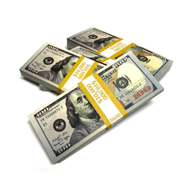 Money Prop - New Style $100 Crisp New $50,000 Blank Filler 5-Stack Package