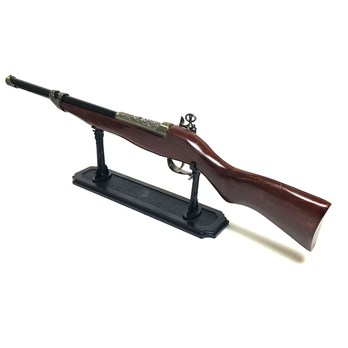 Antique Flintlock Steampunk Rifle Wood and Metal Replica Gun Inert Prop