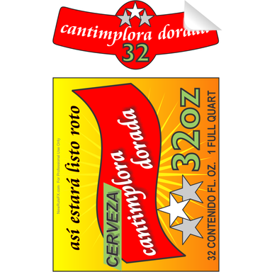 Cerveza Dorada 32 Ounce Bottle Single Self Adhesive Label - License and Royalty Free for Film Use