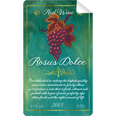 Rosus Dolce Wine Bottle Self Adhesive Label