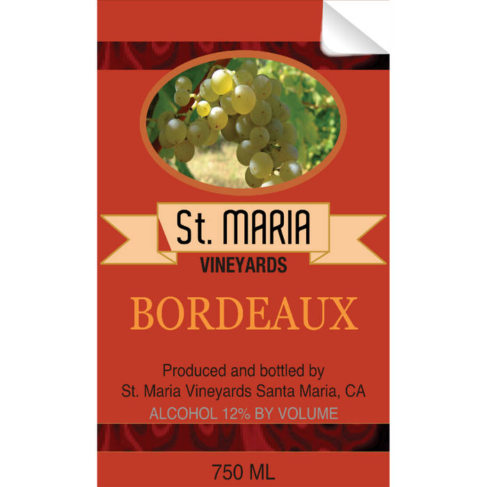 St Maria Bordeaux Wine Single Self Adhesive Label - License and Royalty Free for Film Use