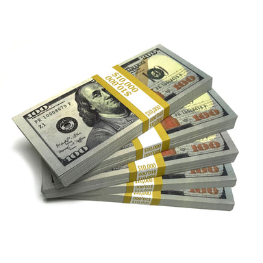 Money Prop - New Style $100 Crisp New $50000 Blank Filler 5-Stack Package