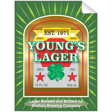 Young's Lager Beer Single Self Adhesive Label - License and Royalty Free for Film Use