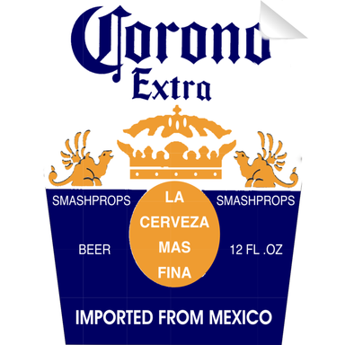 Corono Beer Bottle Single Self Adhesive Label - License and Royalty Free for Film Use