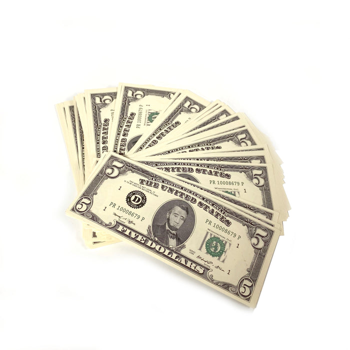 Money Prop - Series 1980s $5 Crisp New $500 Full Print Stack
